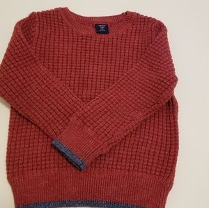 Baby Gap 3t red waffle sweater with grey trim